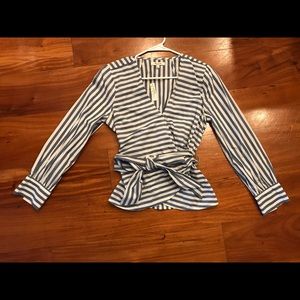 NWT Madewell Cuffed sleeve wrap top in stripe